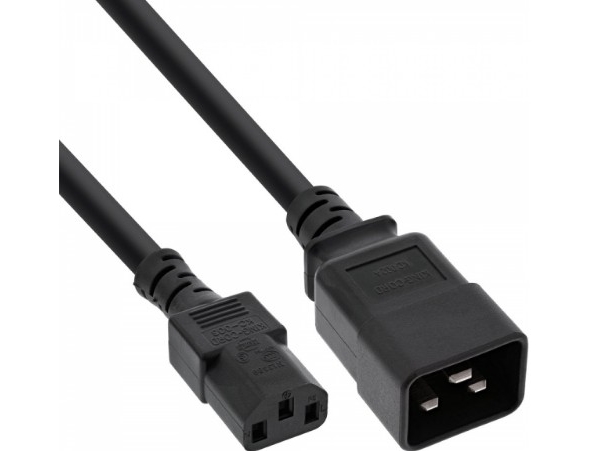 Inline Netz Adapterkabel, Iec-60320 C20 Auf C13, 3X1,5Mm², Max 10A, 1M, 1 M, C20-Koppler, C13-Koppler