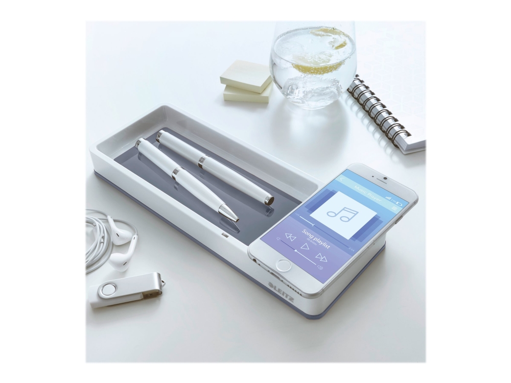 Leitz Wow Desk Organizer Trådløs Opladningsmåtte Kabel: Micro Usb Hvid