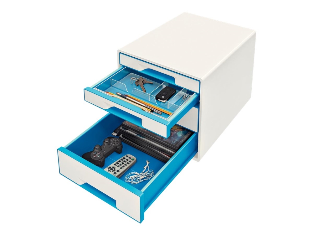 Skuffekabinet Desk Cube Leitz Wow 4-Skuffer Blå