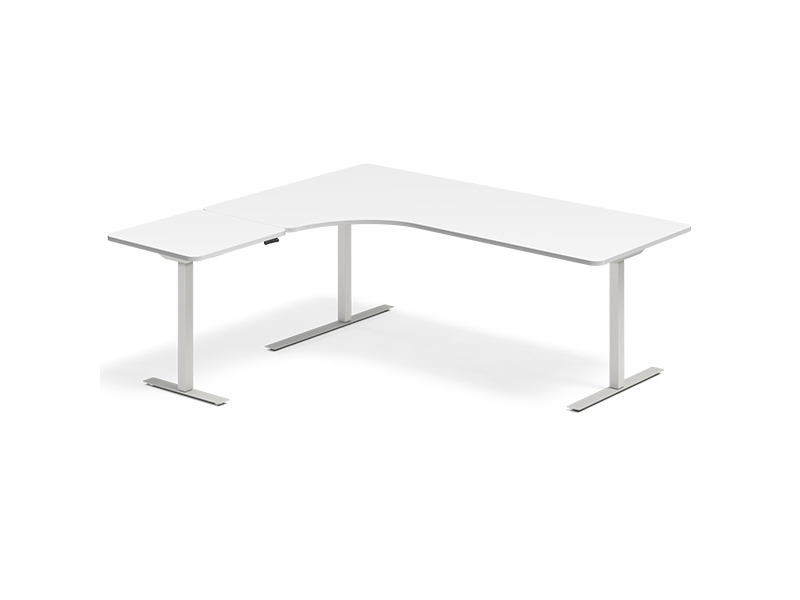 Nosto-/laskupöytä DNA, valkoinen 1800x1800 mm Vasen 3-jalkainen/Alu harmaa