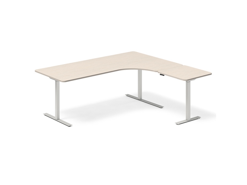 Hæve-sænkebord DNA 1800x1800 mm Højre Birk 3-ben/Alugrå