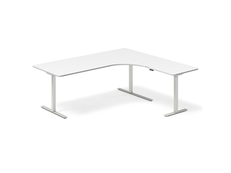 Skrivbord med höj/sänk DNA, vit 2000x1800 mm – höger 3 ben/svart | Möbler - Bord - Kontorsbord | GameStuff