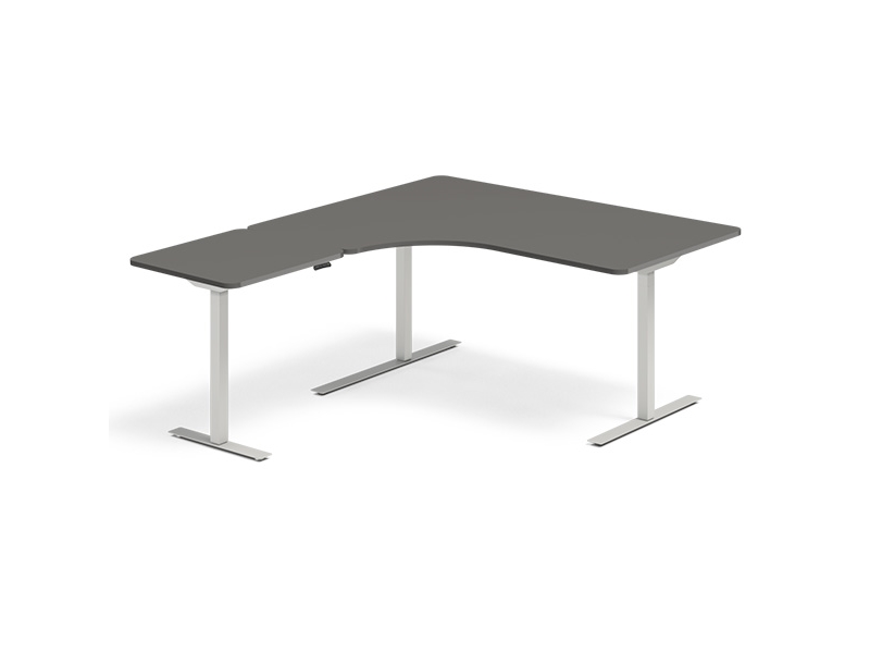 Hæve-sænkebord DNA 1800x2000 mm Venstre Antracit 3-ben/Alugrå