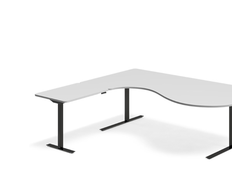 Nosto-/laskupöytä DNA, vaaleanharmaa 1800x1800 mm Vasen 3-jalkainen/valkoinen