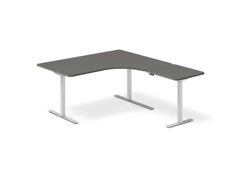 Höhenverstellbarer Tisch Dna Anthrazit 2000 X 2200 Mm Rechts 3 Beine/Schwarz