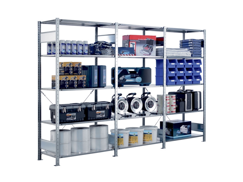 Bilde av Schulte Lagertechnik Startsektion Boltless lagerreol, rygkryds 2500x750x400 150 kg/hylde