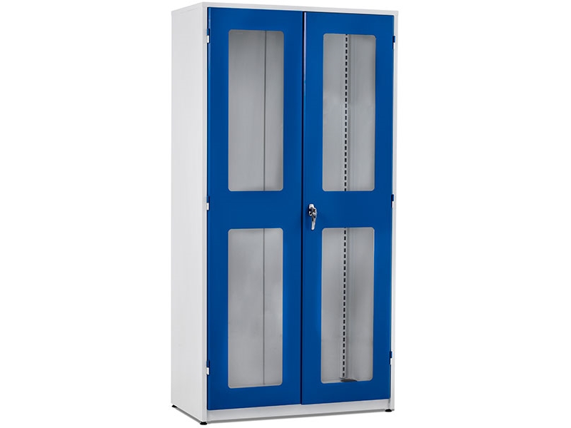 Opbevaringsskab i stål - GBP 2000x1020x540mm Gråhvid/Blå Plexi