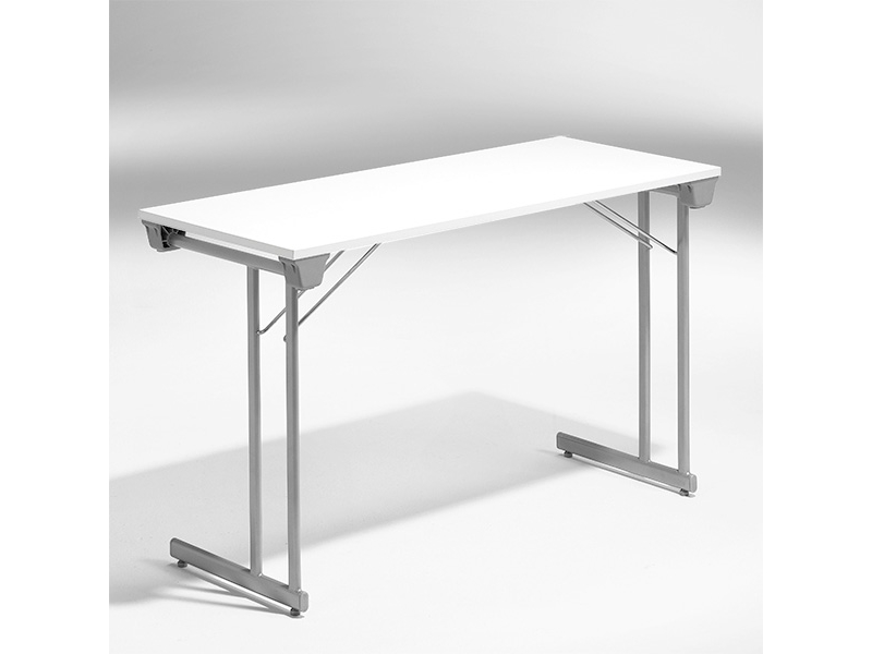 Konferenztisch Kongress, Weiß 1200X600 Mm, Alu-Grauer Untersatz