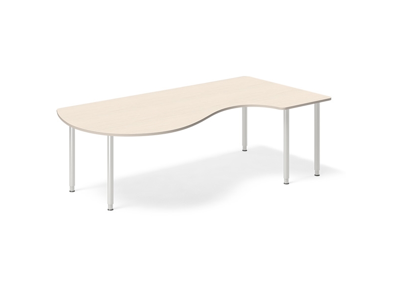 Schreibtisch Dna, Buche 2000X1200 Mm Rechte I-Fuß/Alu-Grau