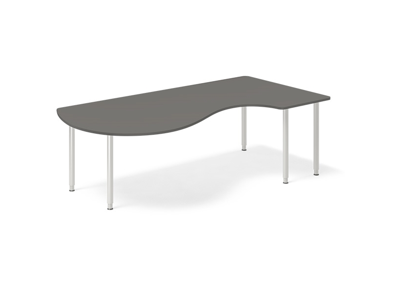 Schreibtisch Dna Anthrazit 2000X1200 Mm Links I-Bein/Alu Grau