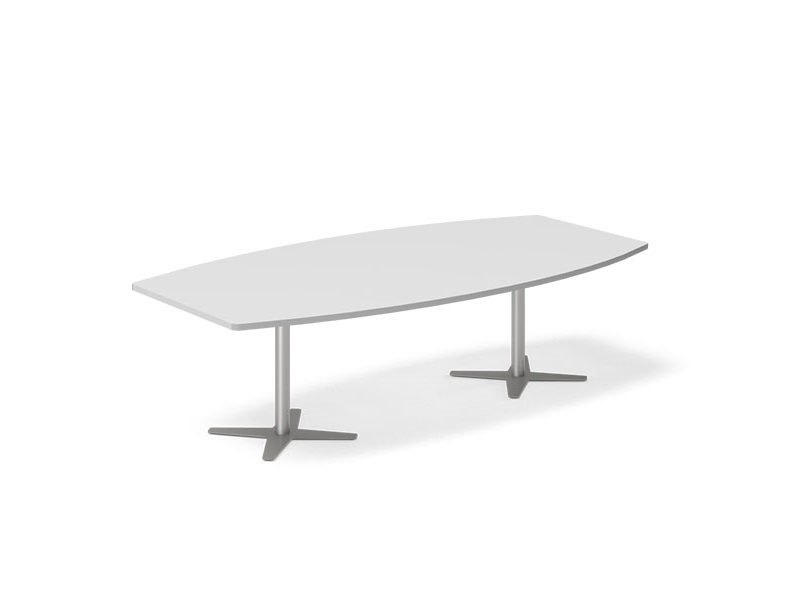 Neuvottelupöytä DNA, vaaleanharmaa 4400x1200 mm veneen muotoinen, valkoinen runko