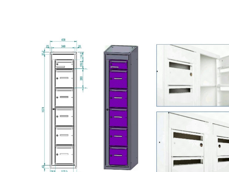 Postsorteringsskåp 1x6 fack Grå dörr D:400 mm | Papper & Emballage - Förpackning - Post & Poster lådor | GameStuff