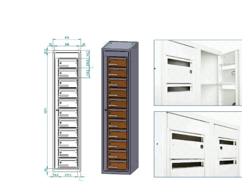 Postsorteringsskåp 1x11 fack Grå dörr D:400 mm | Papper & Emballage - Förpackning - Post & Poster lådor | GameStuff