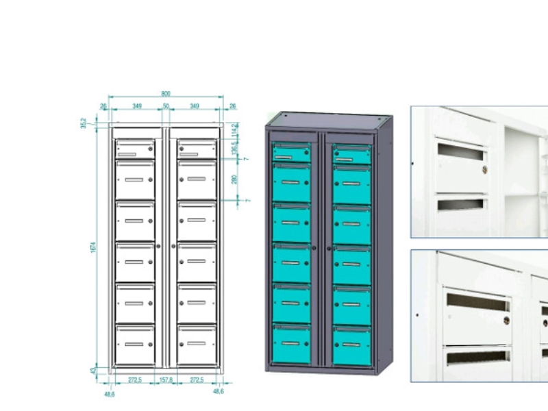 Postsorteringsskåp 2x6 fack Grå dörr D:400 mm | Papper & Emballage - Förpackning - Post & Poster lådor | GameStuff