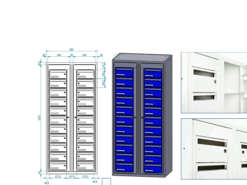 Postsorteringsskåp 2x11 fack Grå dörr D:400 mm | Papper & Emballage - Förpackning - Post & Poster lådor | GameStuff