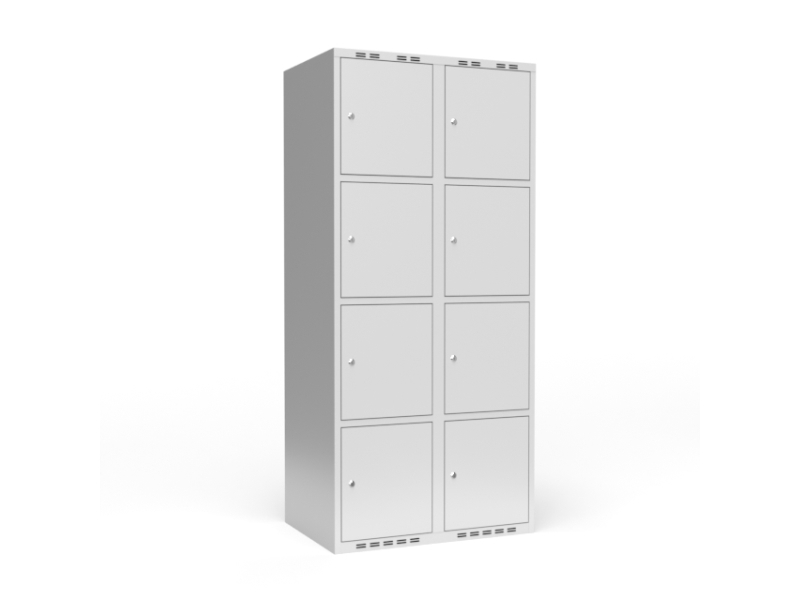 Garderobeskab 2x400 mm Skråt tag 4-delt søjle Antracit dør Greb for hængelås