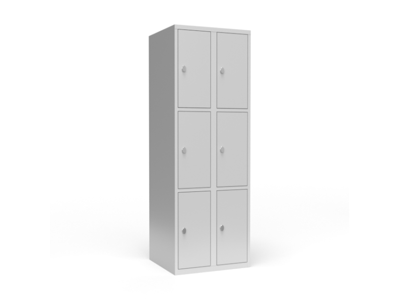 Garderobenschrank 2X300 Mm Schrägdach 3 Fächer In Der Höhe Blau Tür Zylinderschloss
