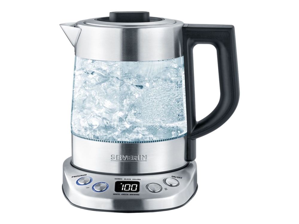 SEVERIN WK 3473 Deluxe Mini - Telaver/kedel - 1 liter - 2.2 kW - glass/brushed stainless steel/black