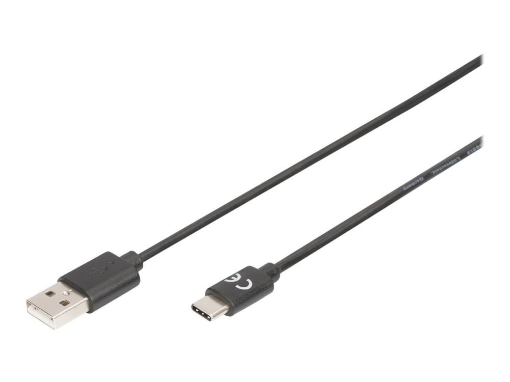 DIGITUS - USB-kabel - USB (han) til USB-C (han) - USB 2.0 - 3 A - 1.8 m - Power Delivery support - sort