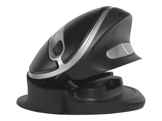 Bakkerelkhuizen Oyster Mouse Wireless, Beidhändig, Vertikale Ausführung, Laser, Usb Typ-A, 1200 Dpi, Schwarz, Silber