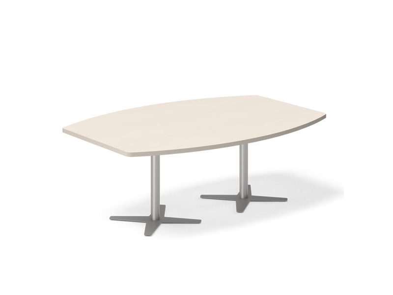 Konferenztisch Dna, Birke 3800X1200 Mm Boot-Form, Alu-Graues Gestell
