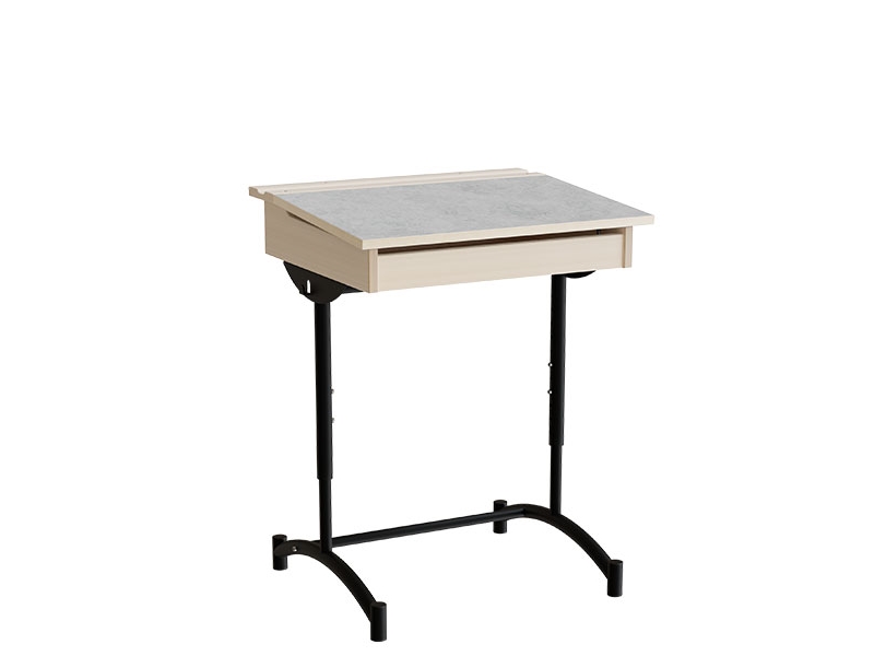 Elevbord, stilbar 128, mørkgrå linoleum, sort stel | Skrivbord för kontor | GameStuff