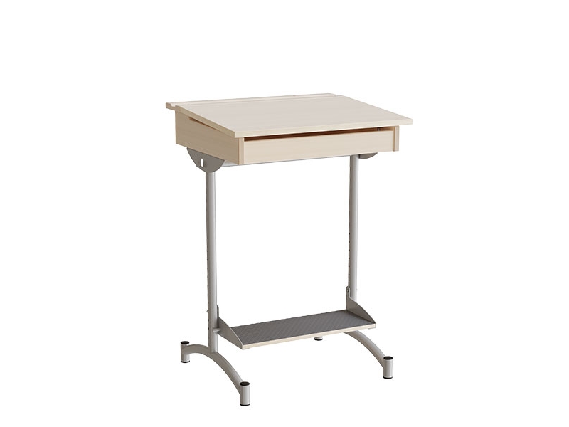 Elevskrivebord 129, birkelaminat, aluminiumsramme