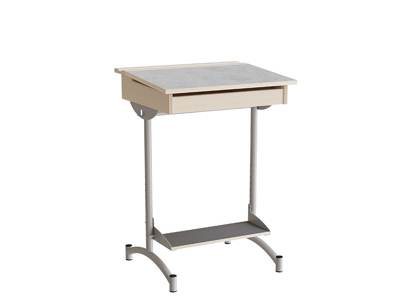 Elevbord 129, lysgrå linoleum, alugråt stel | Skrivbord för kontor | GameStuff