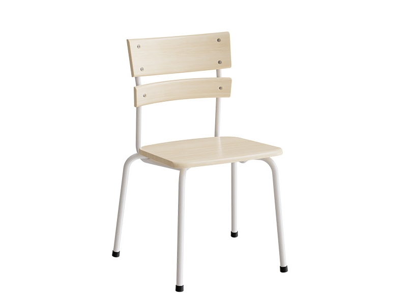 Stol Classic 151, massiv birk, hvidt stel