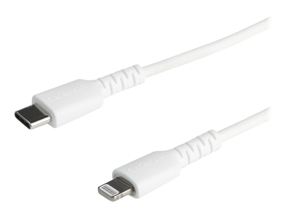 Startech.Com (1M) Durable White Usb-C To Lightning Cable, Heavy Duty Rugged Aramid Fiber Usb Type A To Lightning Charger/Sync Power Cord, Apple Mfi C