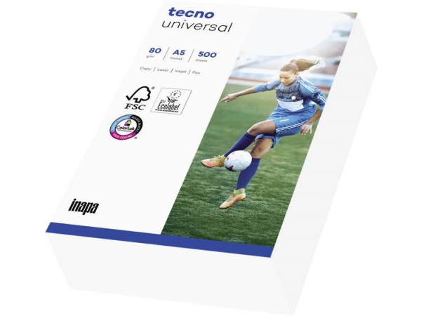 Inapa Tecno Universal 2100011541 Universal Druckerpapier Büropapier Din A5 80 Gm² 500 Blatt Weiß