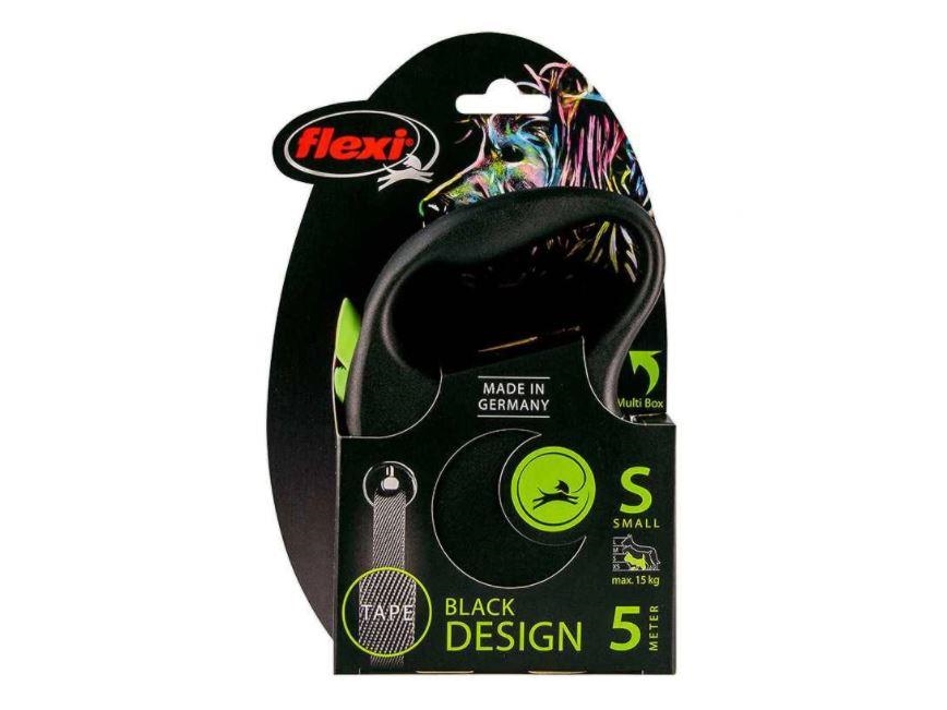 Flexi Automatic-Ledning Black Design S 5 M, Grøn