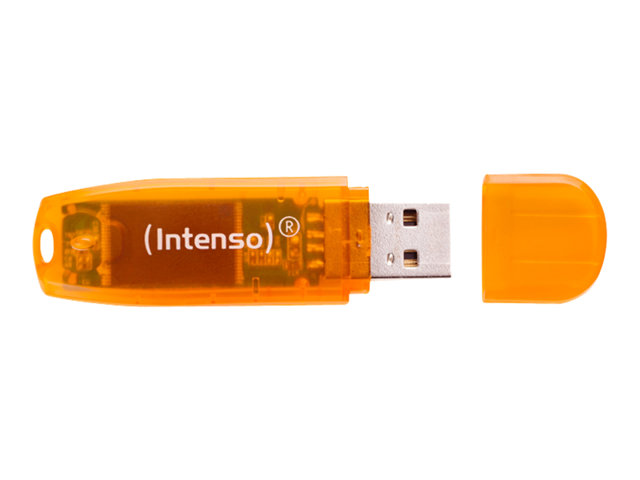Intenso Rainbow Line, 64 Gb, Usb Typ-A, 2.0, 28 Mb/S, Kappe, Orange