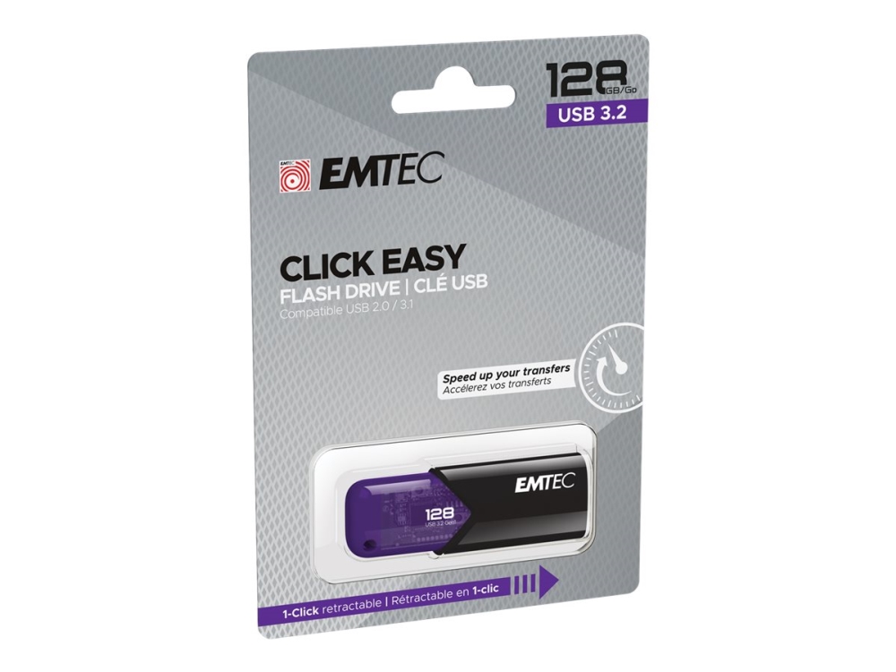 Emtec Usb-Stick 128Gb B110 Usb 3.2 Click Easy Purple