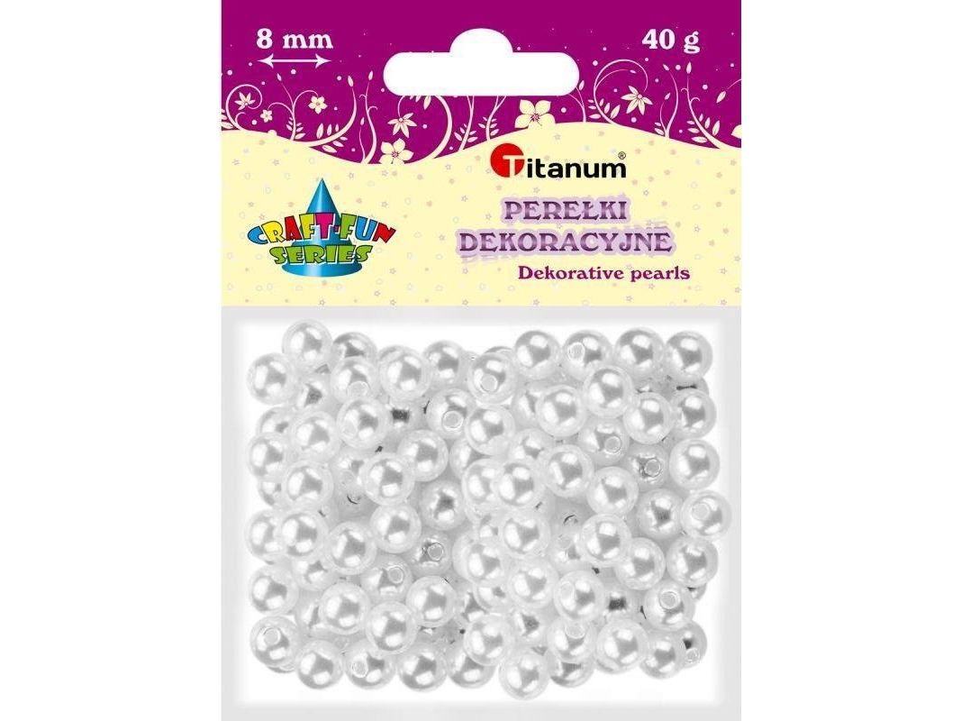 Titanum Beads With A Hole White Pearls 8Mm 40G Craft-Fun