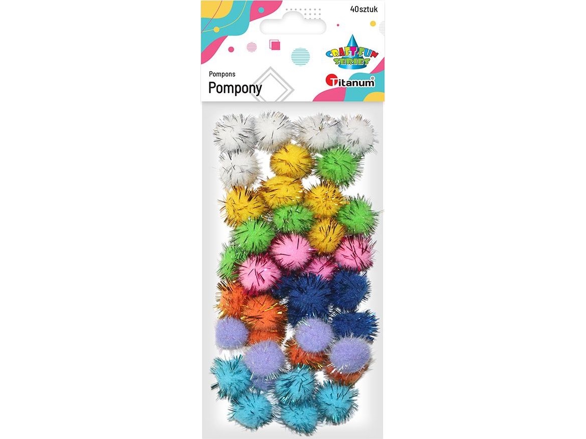Titan-Glitzer-Pompons, Mix-Farben, 40 Stück, Craft-Fun