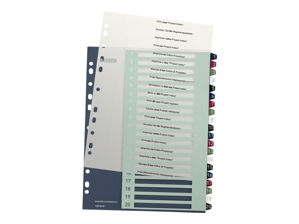 Leitz Style - Deler - 20 dele - præ-trykt: 1-20 - for A4 Maxi - med faneblade