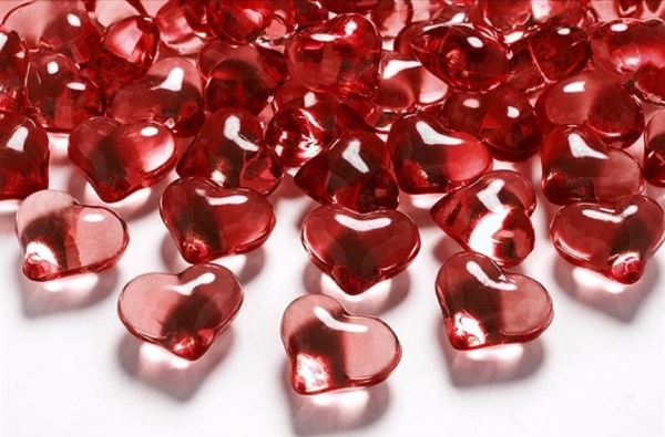 Party Deco Crystal Hearts, Red, 21 Mm, 30 Pcs. Universal