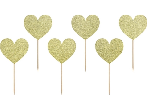 Partydeco Kpm22-019B, Cupcake, Gold, Kinder & Erwachsener, Unisex, Universal, Hearts