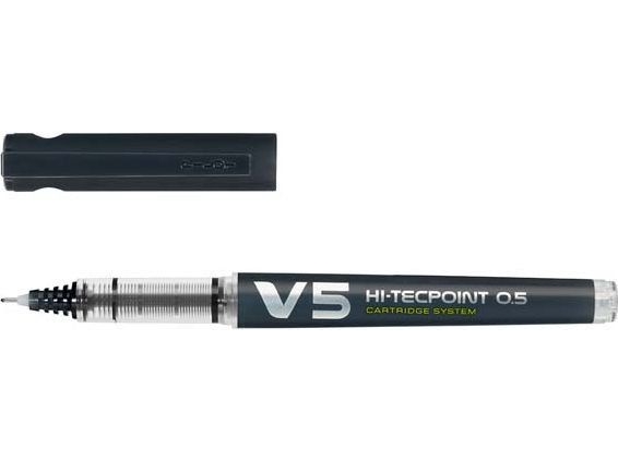 Rollerpen, Pilot Hi-Tecpoint V5, genopfyldelig, 0,5 mm, sort, pakke a 10 stk