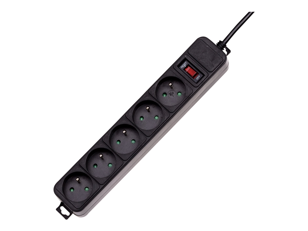 Akyga Ak-Sp-05A - Strømstødsbeskytter - Ac 250 V - 2500 Watt - Output-Stikforbindelser: 5 - 1.8 M Ledning - Sort