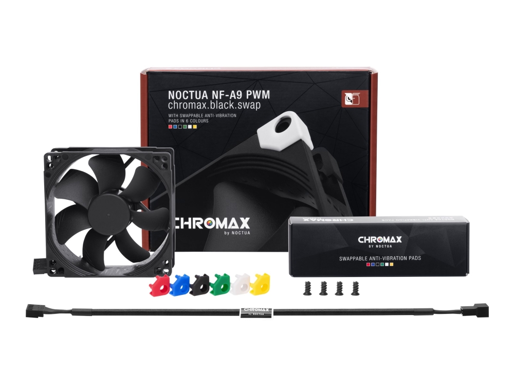 Noctua chromax NF-A9 PWM.black.swap - Insats med fläkt - 92 mm - svart | Datorkomponenter - Datorchassin & Tilbeör - Chassi fläktar | GameStuff