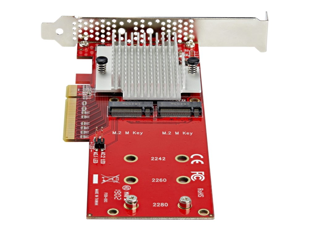 Startech Dual M.2 Pcie Ssd Adapter Card, X8 / X16 Dual Nvme Or Ahci M.2 Ssd To Pci Express 3.0, M.2 Ngff Pcie (M-Key) Compatible, Vented, Supports 22