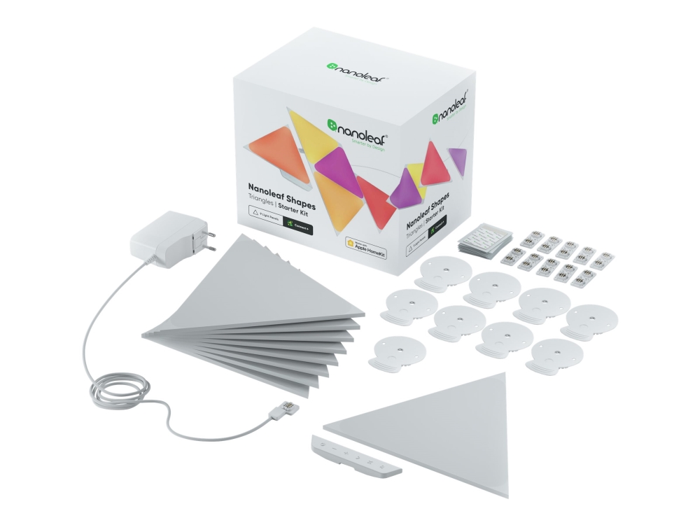 Nanoleaf Shapes Smarter Kit - Trådløst belysningssæt - LED x 9 - 1.7 W - 16 millioner farver - 1200-6500 K - triangel