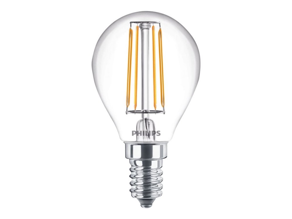 Philips Classic LEDLuster - LED-glödlampa - form: P45 - klar finish - E14 - 4.3 W (motsvarande 40 W) - klass A++ - varmt vitt ljus - 2700 K | Belysning - Ljuskälla - E14 Ljuskälla | GameStuff