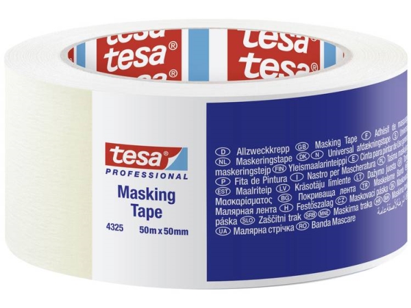 Tesa Standard 04325-00004-01 Crepebånd Tesa Professional Beige (L X B) 50 M X 50 Mm 1 Stk