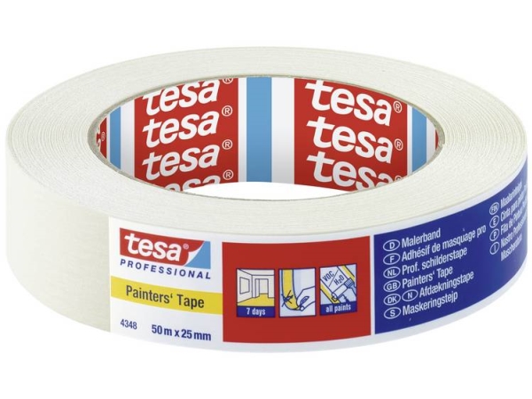 Tesa Maler Krepp 4348 Standard Papierabdeckband, 25 Mm X 50M Leicht Gekreppt, Ermöglicht Die Herstellung Leichterer Ab - 1 Stück (04348-00016-03)
