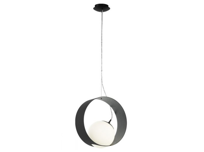 Eglo Camargo Pendelleuchte Schwarz Mit Opal-Glasschirm