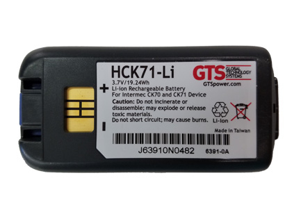 Gts Hck71-Li, Batteridrevet, Sort, Intermec, Ck70/71/75, Lithium-Ion (Li-Ion), 3,7 V
