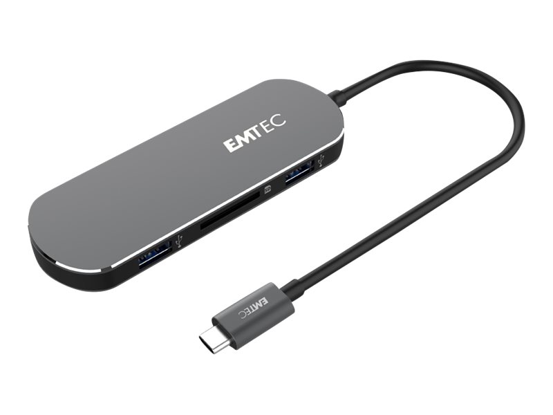 Emtec T650c Type-C Hub, Usb 3.2 Gen 1 (3.1 Gen 1) Type-A, Hdmi, Usb 3.2 Gen 1 (3.1 Gen 1) Type-A, Usb 3.2 Gen 1 (3.1 Gen 1) Type-C, Schwarz, Schwarz